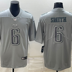 Men Philadelphia Eagles #6 DeVonta Smith Gray Atmosphere Fashion Stitched Jersey