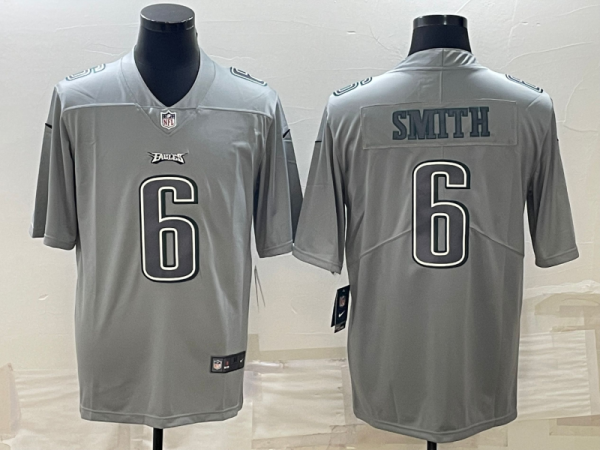 Men Philadelphia Eagles #6 DeVonta Smith Gray Atmosphere Fashion Stitched Jersey