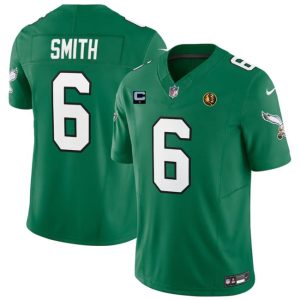 Men Philadelphia Eagles #6 DeVonta Smith Green 2023 F.U.S.E. Throwback With 1-star C Patch And John Madden Patch Vapor Limited Stitched Jersey