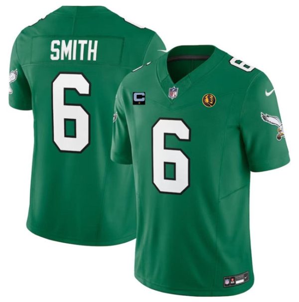 Men Philadelphia Eagles #6 DeVonta Smith Green 2023 F.U.S.E. Throwback With 1-star C Patch And John Madden Patch Vapor Limited Stitched Jersey