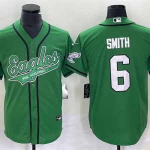 Men Philadelphia Eagles #6 DeVonta Smith Green Cool Base Stitched Baseball Jersey