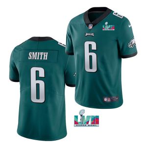 Men Philadelphia Eagles #6 DeVonta Smith Green Super Bowl LVII Patch Vapor Untouchable Limited Stitched Jersey