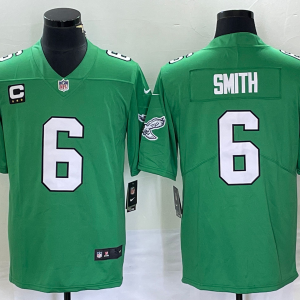 Men Philadelphia Eagles #6 DeVonta Smith Green Vapor Limited With C Patch Stitched Football Jersey