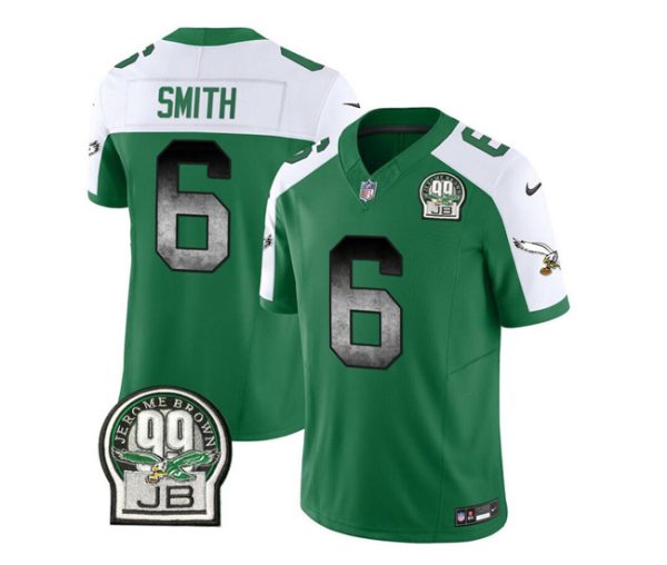 Men Philadelphia Eagles #6 DeVonta Smith Green/White 2023 F.U.S.E. Throwback Vapor Untouchable Limited Football Stitched Jersey