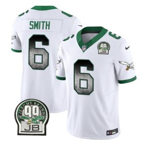 Men Philadelphia Eagles #6 DeVonta Smith White 2023 F.U.S.E. Throwback Vapor Untouchable Limited Football Stitched Jersey