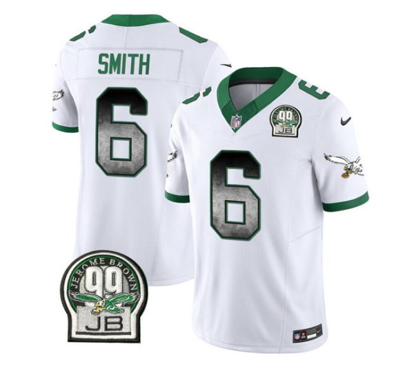 Men Philadelphia Eagles #6 DeVonta Smith White 2023 F.U.S.E. Throwback Vapor Untouchable Limited Football Stitched Jersey