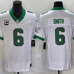 Men Philadelphia Eagles #6 DeVonta Smith White 2023 F.U.S.E. With C Patch Vapor Untouchable Stitched Football Jersey