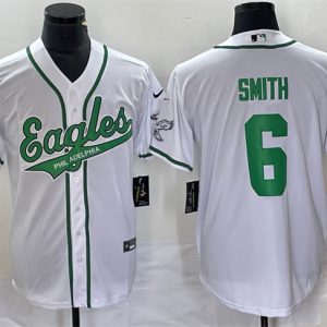 Men Philadelphia Eagles #6 DeVonta Smith White Cool Base Stitched Baseball Jersey