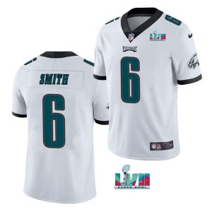 Men Philadelphia Eagles #6 DeVonta Smith White Super Bowl LVII Patch Vapor Untouchable Limited Stitched Jersey