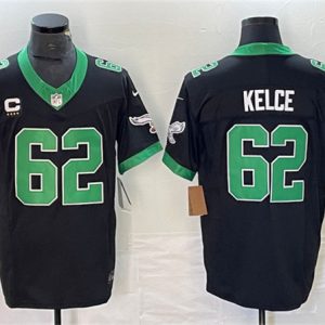 Men Philadelphia Eagles #62 Jason Kelce Black 2023 F.U.S.E. With 4-Star C Patch Vapor Untouchable Limited Stitched Football Jersey