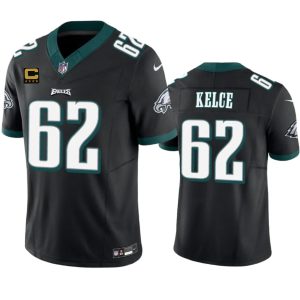 Men Philadelphia Eagles #62 Jason Kelce Black 2023 F.U.S.E. With 4-Star C Patch Vapor Vapor Untouchable Limited Football Stitched Jersey