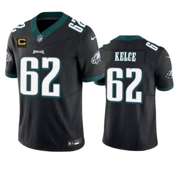 Men Philadelphia Eagles #62 Jason Kelce Black 2023 F.U.S.E. With 4-Star C Patch Vapor Vapor Untouchable Limited Football Stitched Jersey