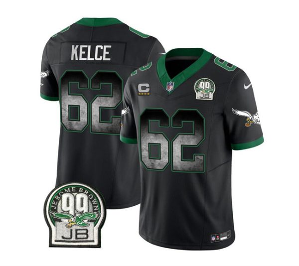 Men Philadelphia Eagles #62 Jason Kelce Black 2023 F.U.S.E. With 4-star C Patch Throwback Vapor Untouchable Limited Football Stitched Jersey