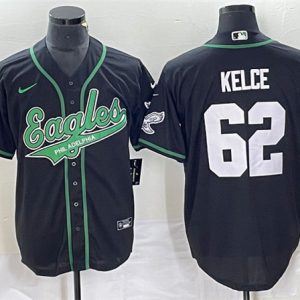 Men Philadelphia Eagles #62 Jason Kelce Black Cool Base Stitched Baseball Jersey