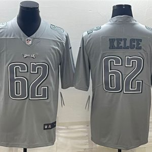 Men Philadelphia Eagles #62 Jason Kelce Gray Atmosphere Fashion Stitched Jersey