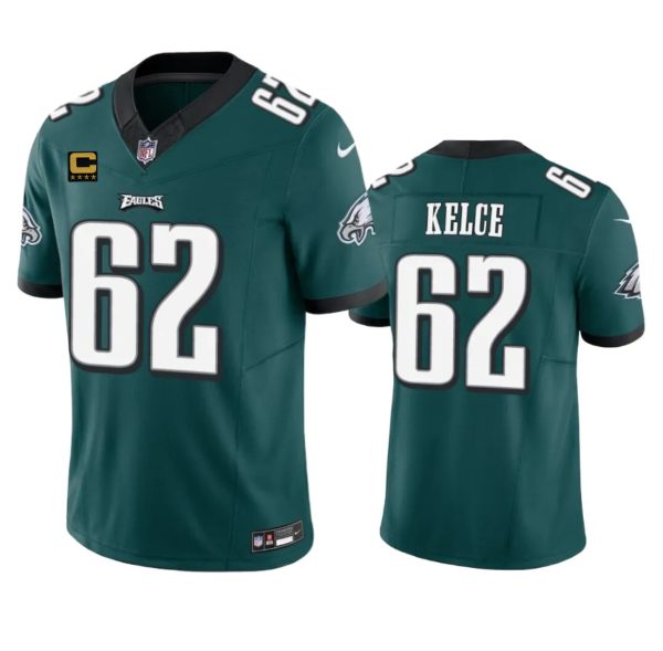 Men Philadelphia Eagles #62 Jason Kelce Green 2023 F.U.S.E. With 4-Star C Patch Vapor Untouchable Limited Football Stitched Jersey