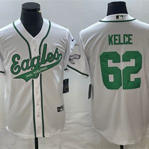 Men Philadelphia Eagles #62 Jason Kelce White Cool Base Stitched Baseball Jersey