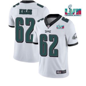 Men Philadelphia Eagles #62 Jason Kelce White Super Bowl LVII Patch Vapor Untouchable Limited Stitched Jersey