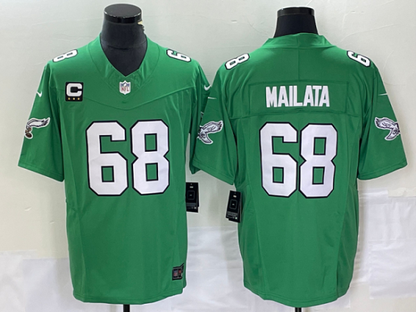 Men Philadelphia Eagles #68 Jordan Mailata Green 2023 F.U.S.E. With C Patch Vapor Untouchable Stitched Football Jersey