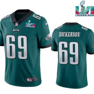 Men Philadelphia Eagles #69 Landon Dickerson Green Super Bowl LVII Patch Vapor Untouchable Limited Stitched Jersey