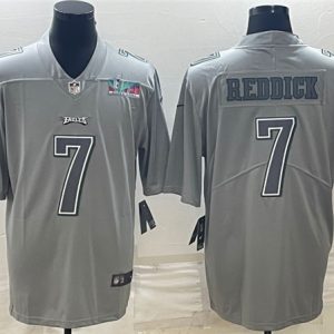 Men Philadelphia Eagles #7 Haason Reddick Gray Super Bowl LVII Patch Atmosphere Fashion Stitched Jersey