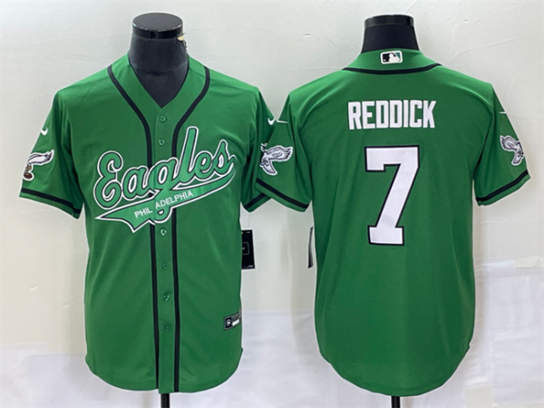 Men Philadelphia Eagles #7 Haason Reddick Green Cool Base Stitched Baseball Jersey