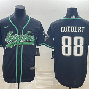 Men Philadelphia Eagles #88 Dallas Goedert Black With Patch Cool Base Stitched Baseball Jersey