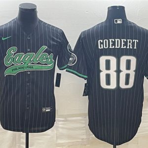 Men Philadelphia Eagles #88 Dallas Goedert Black With Patch Cool Base Stitched Baseball Jersey