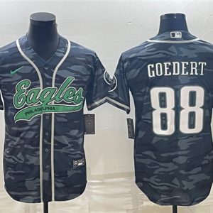 Men Philadelphia Eagles #88 Dallas Goedert Gray Camo With Patch Cool Base Stitched Baseball Jersey