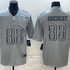 Men Philadelphia Eagles #88 Dallas Goedert Gray Super Bowl LVII Patch Atmosphere Fashion Stitched Jersey