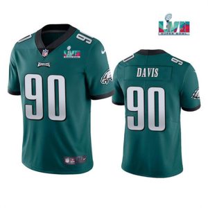 Men Philadelphia Eagles #90 Jordan Davis Green Super Bowl LVII Patch Vapor Untouchable Limited Stitched Jersey