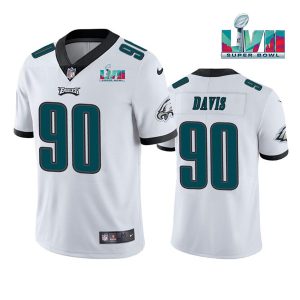 Men Philadelphia Eagles #90 Jordan Davis White Super Bowl LVII Patch Vapor Untouchable Limited Stitched Jersey