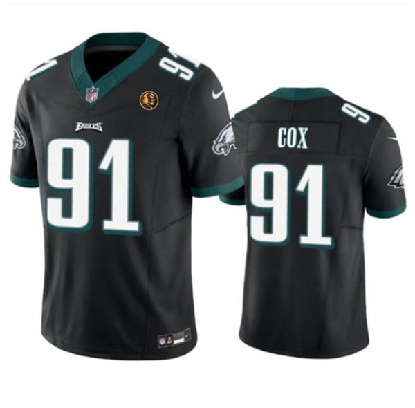 Men Philadelphia Eagles #91 Fletcher Cox Black 2023 F.U.S.E. With John Madden Patch Vapor Limited Football Stitched Jersey