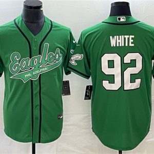 Men Philadelphia Eagles #92 Reggie White Green Cool Base Stitched Baseball Jersey