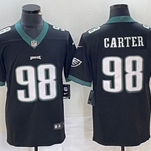 Men Philadelphia Eagles #98 Jalen Carter Black Vapor Limited Stitched Football Jersey