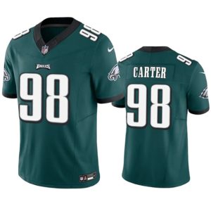 Men Philadelphia Eagles #98 Jalen Carter Green 2023 F.U.S.E. Vapor Untouchable Football Stitched Jersey