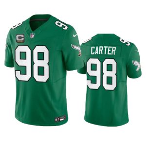 Men Philadelphia Eagles #98 Jalen Carter Green 2023 F.U.S.E. With C Patch Vapor Untouchable Stitched Football Jersey