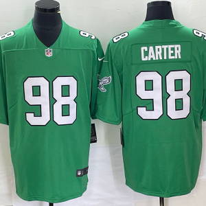 Men Philadelphia Eagles #98 Jalen Carter Green Stitched Football Jersey