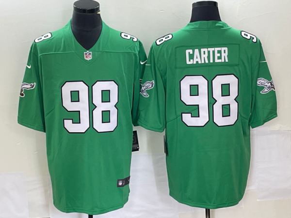 Men Philadelphia Eagles #98 Jalen Carter Green Stitched Football Jersey