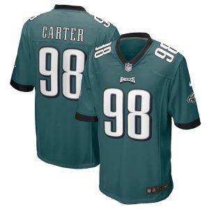 Men Philadelphia Eagles #98 Jalen Carter Green Stitched Game Jersey