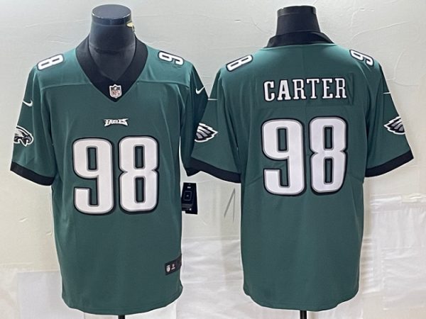 Men Philadelphia Eagles #98 Jalen Carter Green Vapor Limited Stitched Football Jersey