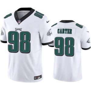 Men Philadelphia Eagles #98 Jalen Carter White 2023 F.U.S.E. Vapor Untouchable Football Stitched Jersey