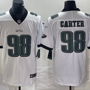 Men Philadelphia Eagles #98 Jalen Carter White Vapor Limited Stitched Football Jersey