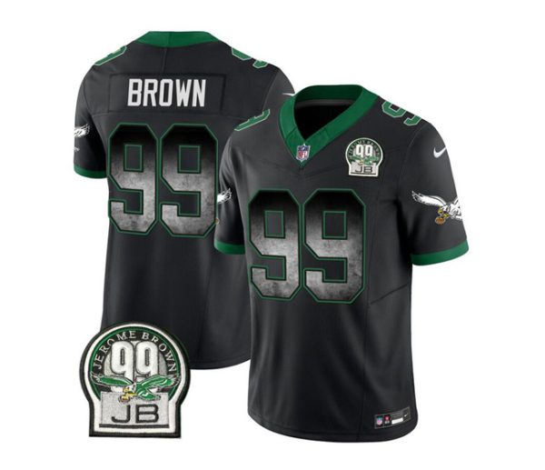 Men Philadelphia Eagles #99 Jerome Brown Black 2023 F.U.S.E. Throwback Vapor Untouchable Limited Football Stitched Jersey