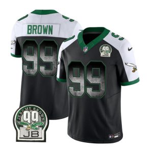 Men Philadelphia Eagles #99 Jerome Brown Black/White 2023 F.U.S.E. Throwback Vapor Untouchable Limited Football Stitched Jersey