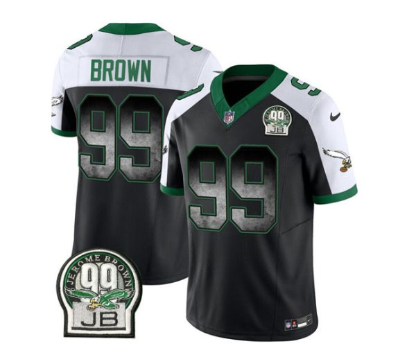 Men Philadelphia Eagles #99 Jerome Brown Black/White 2023 F.U.S.E. Throwback Vapor Untouchable Limited Football Stitched Jersey