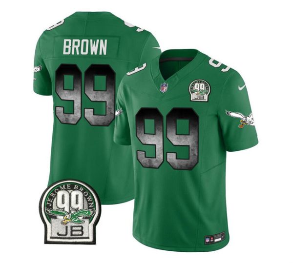 Men Philadelphia Eagles #99 Jerome Brown Green 2023 F.U.S.E. Throwback Vapor Untouchable Limited Football Stitched Jersey