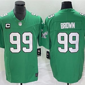 Men Philadelphia Eagles #99 Jerome Brown Green 2023 F.U.S.E. With C Patch Vapor Untouchable Stitched Football Jersey