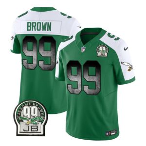 Men Philadelphia Eagles #99 Jerome Brown Green/White 2023 F.U.S.E. Throwback Vapor Untouchable Limited Football Stitched Jersey