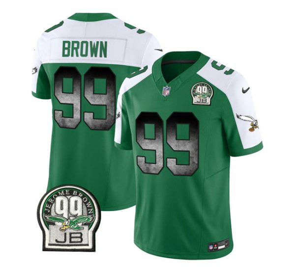 Men Philadelphia Eagles #99 Jerome Brown Green/White 2023 F.U.S.E. Throwback Vapor Untouchable Limited Football Stitched Jersey